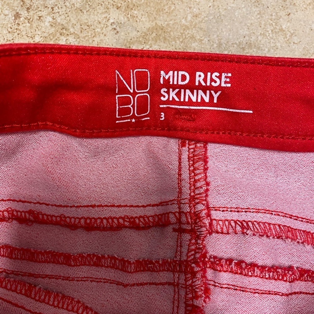 Nobo No Boundaries Women juniors Mid rise skinny cherry red jeans size 3 Pants - Picture 3 of 4